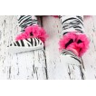 Newborn Baby Zebra Leg Warmers Leggings & Hot Pink Ruffles LG282